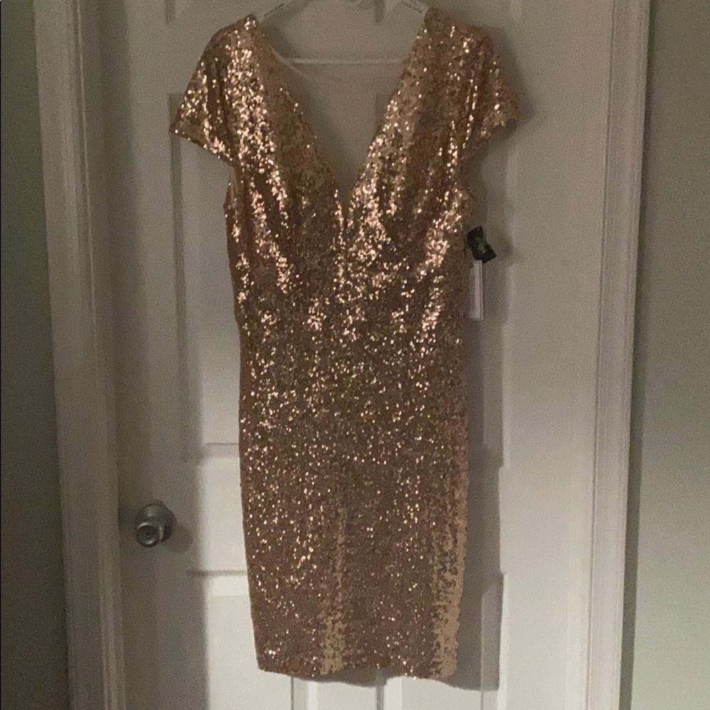 Beautiful rose gold shimmery dress.